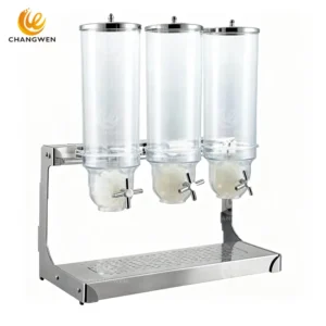 Triple Cereal Dispenser – Three-Bin Dry Food Organizer for Hotels & Cafés