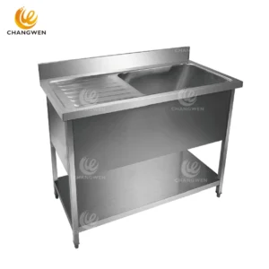 Commercial Single Sink with Left Drainboard – Right Bowl Stainless Steel