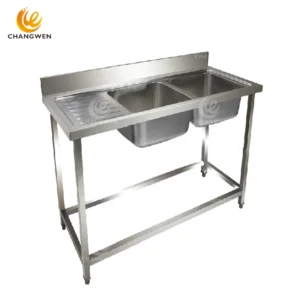 Stainless Steel Double-Bowl Sink with Left Drainboard – Right Main Basin