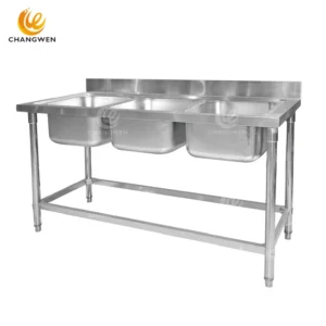 Stainless Steel Triple-Bowl Sink – Commercial Three-Compartment Sink