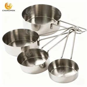 Set of 4 Straight Stainless Steel Measuring Cups – Professional Kitchen Accuracy