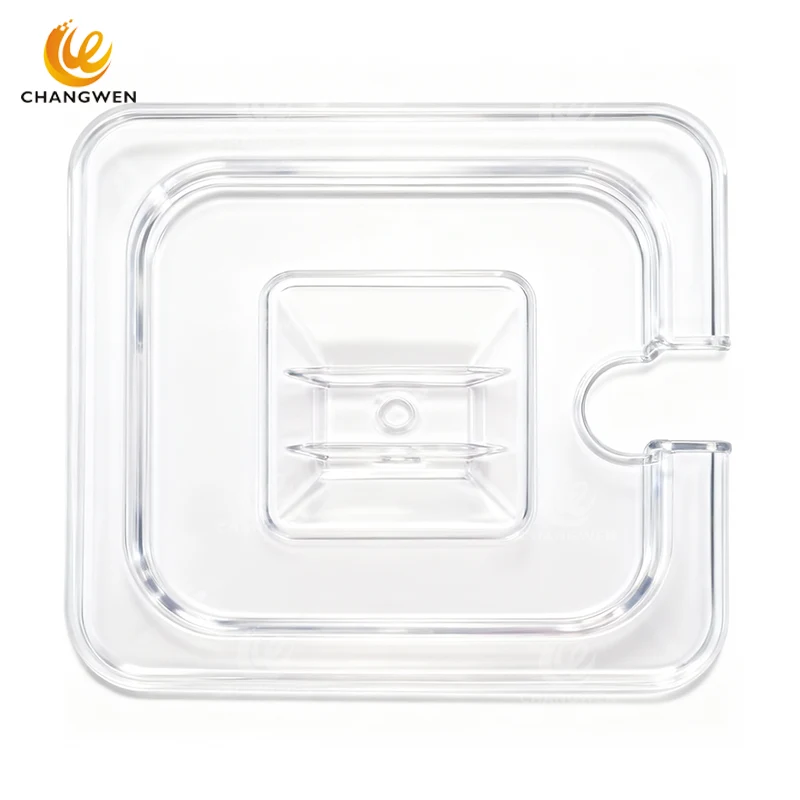 Polycarbonate Slotted GN Lid – Utensil-Notch Cover for Buffet & Prep Stations