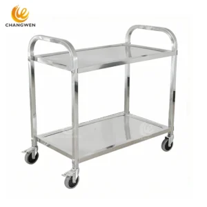 Stainless Steel Utility Cart with Square Handles – 2 Tiers