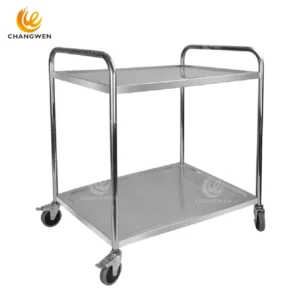 Stainless Steel Service Cart with Round Handles – 2-Shelf Design
