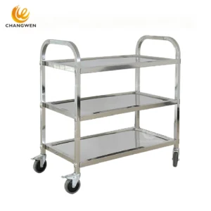Stainless Steel Utility Cart with Square Handles – 3 Tiers