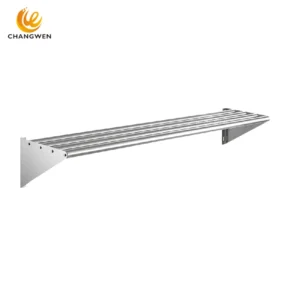 Stainless Steel Tubular Wall Shelf – Open-Frame Commercial Storage Rack
