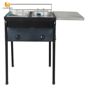 Double burner outdoor propane deep fryer