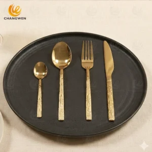 Square Handle Cloud Pattern Stainless Steel Cutlery Set