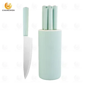 6-Piece Kitchen Knife Set with Round Knife Block