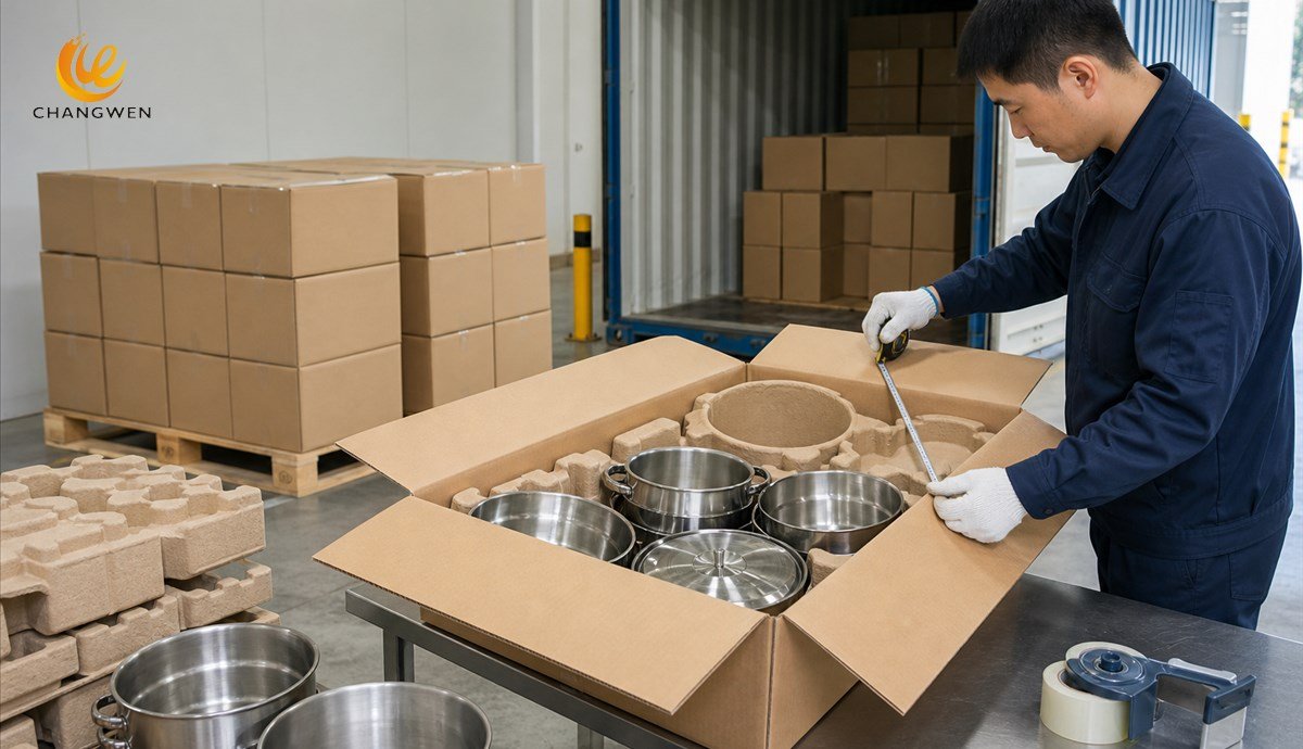 OEM cookware packaging and container-loading review for landed cost planning