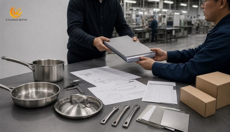 Complete OEM cookware RFQ package with product specifications drawings components and packaging