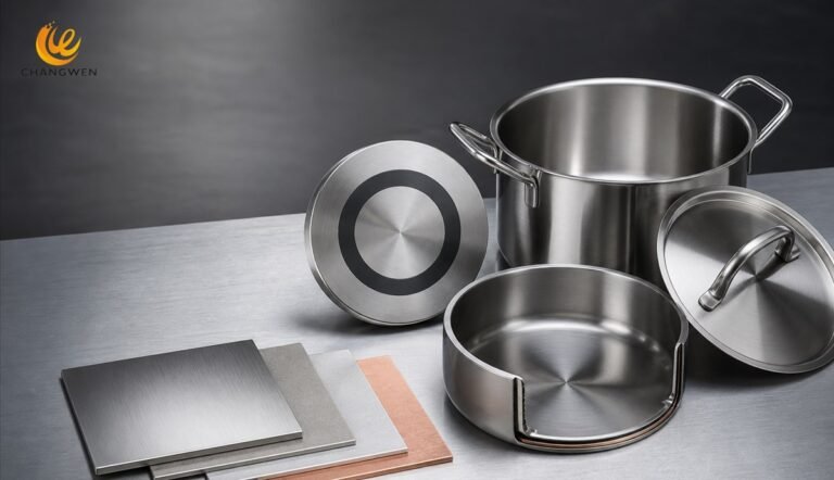Stainless steel cookware components using different steel grades