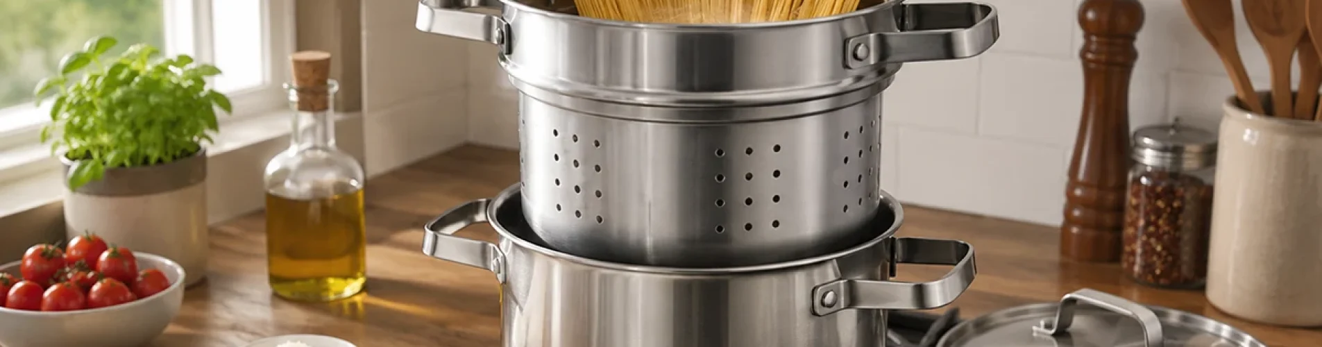 Italian pasta cooking in the kitchen
